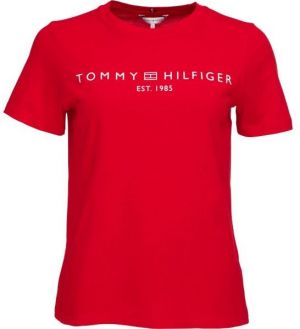 Tommy Hilfiger LOGO CREW NECK Dámske tričko, červená, veľkosť