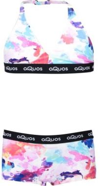 AQUOS ASTRELLA Dievčenské športové dvojdielne plavky, biela, veľkosť 152-158