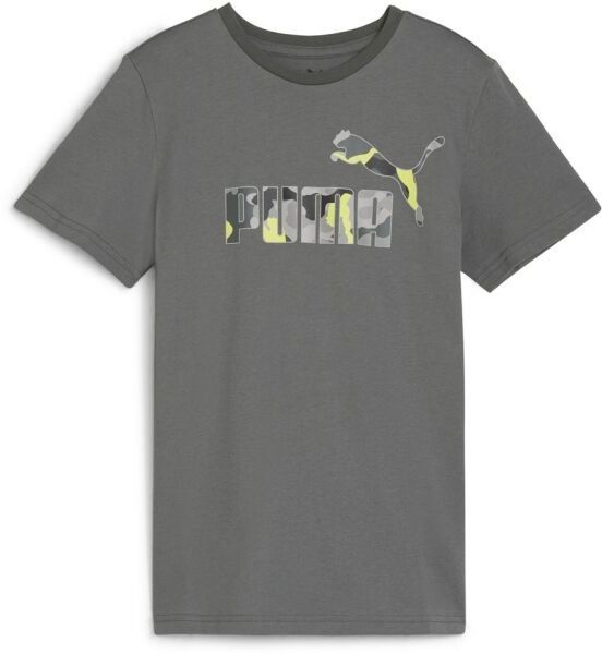 Puma ESSENTIALS + CAMO LOGO TEE B Detské tričko, tmavo sivá, veľkosť