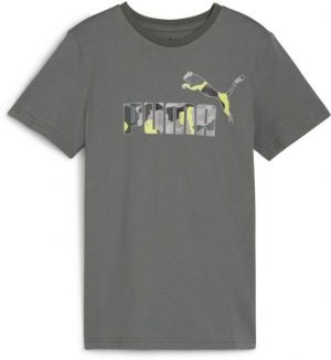 Puma ESSENTIALS + CAMO LOGO TEE B Detské tričko, tmavo sivá, veľkosť