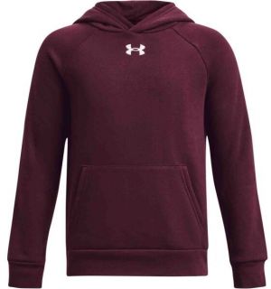 Under Armour RIVAL FLEECE HOODIE Chlapčenská mikina, vínová, veľkosť