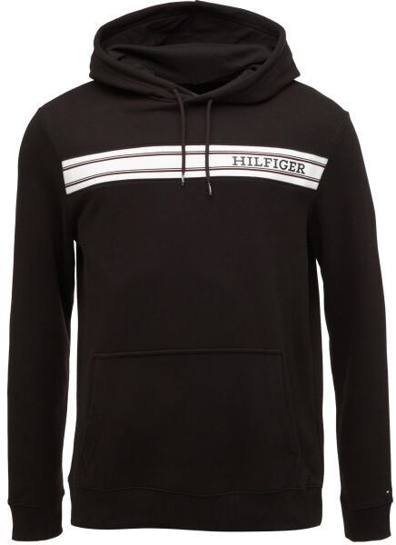 Tommy Hilfiger MONOTYPE STRIPE LOUNGE HOODY Pánska mikina, čierna, veľkosť