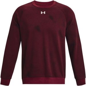 Under Armour RIVAL FLEECE PRINTED CREW Pánska mikina, vínová, veľkosť