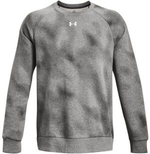 Under Armour RIVAL FLEECE PRINTED CREW Pánska mikina, sivá, veľkosť