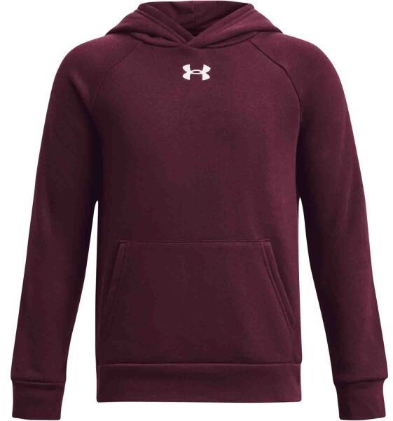 Under Armour RIVAL FLEECE HOODIE Chlapčenská mikina, vínová, veľkosť S