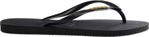 HAVAIANAS SLIM LOGO METALLIC Dámske žabky, čierna, veľkosť 43/44