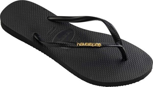 HAVAIANAS SLIM LOGO METALLIC Dámske žabky, čierna, veľkosť 43/44