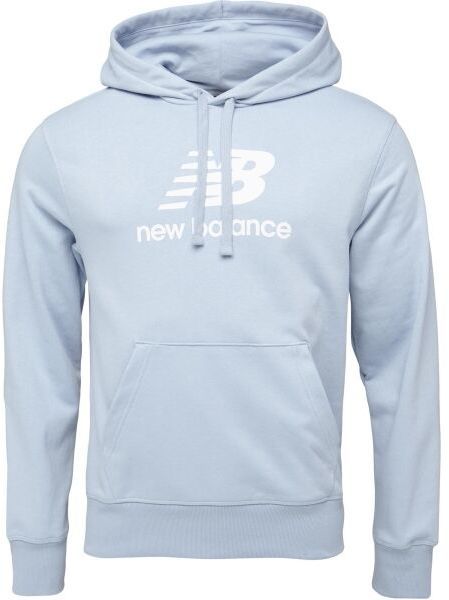 New Balance ESSENTIALS STACKED LOGO FRENCH TERRY HOODIE Pánska mikina, svetlomodrá, veľkosť