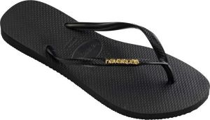 HAVAIANAS SLIM LOGO METALLIC Dámske žabky, čierna, veľkosť 41/42