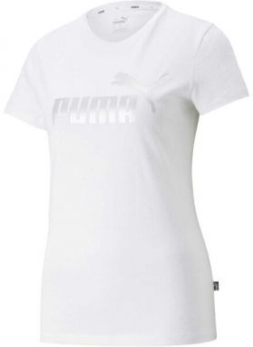 Puma ESS+ METALLIC LOGO TEE Dámske tričko, biela, veľkosť