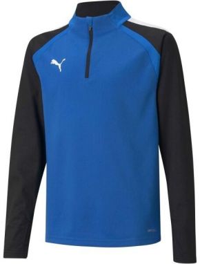 Puma TEAMLIGA 1/4 ZIP TOP JR Detská futbalová mikina, modrá, veľkosť