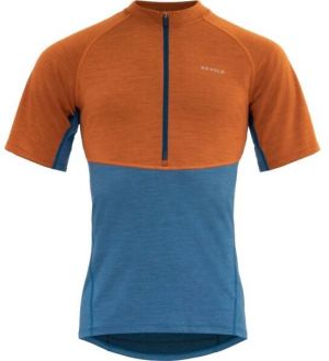 Devold STANDAL MERINO TEE ZIP NECK Pánske cyklistické tričko, oranžová, veľkosť