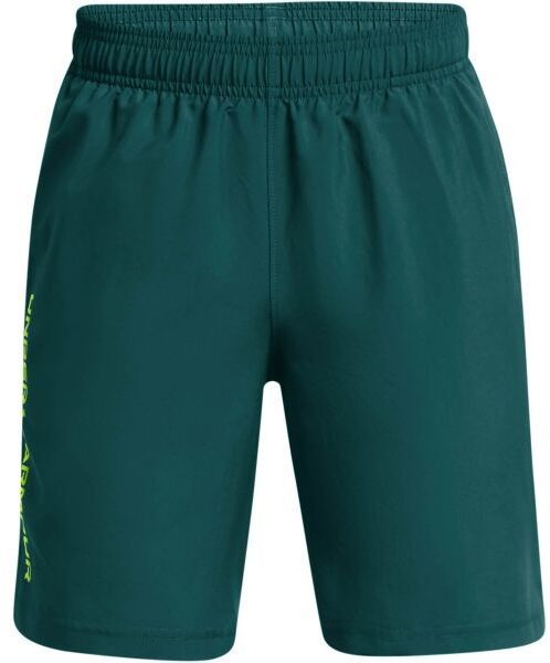 Under Armour WOVEN WORDMARK Chlapčenské krátke nohavice, tmavo zelená, veľkosť L