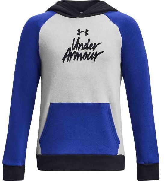 Under Armour RIVAL FLEECE SCRIPT CB HD Chlapčenská mikina, modrá, veľkosť XS