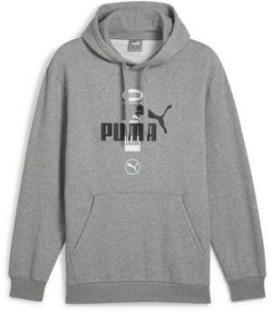 Puma POWER GRAPHICS HOODIE FLEECE Pánska mikina, sivá, veľkosť