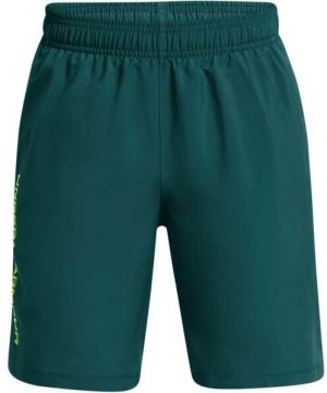 Under Armour WOVEN WORDMARK Chlapčenské krátke nohavice, tmavo zelená, veľkosť L