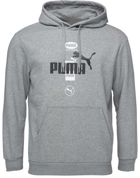 Puma POWER GRAPHICS HOODIE FLEECE Pánska mikina, sivá, veľkosť