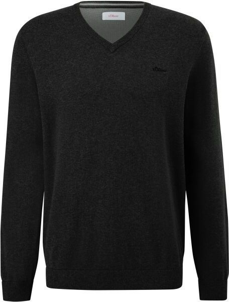 s.Oliver RL KNITTED PULLOVER V-NECK NOOS Pánsky sveter, čierna, veľkosť
