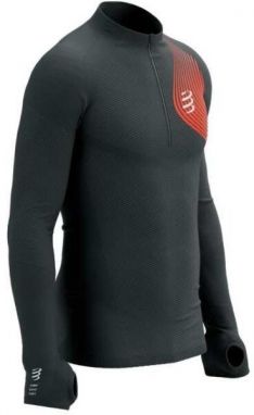 Compressport WINTER TRAIL POSTURAL LS TOP M Pánsky zateplený bežecký dres  s dlhým rukávom, tmavo sivá, veľkosť