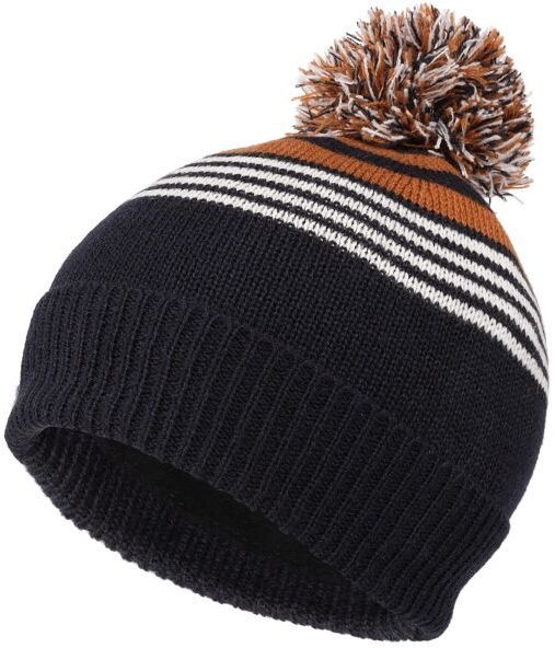 Lewro POMPOM Chlapčenská pletená čiapka s brmbolcom, tmavo modrá, veľkosť 8-11Y