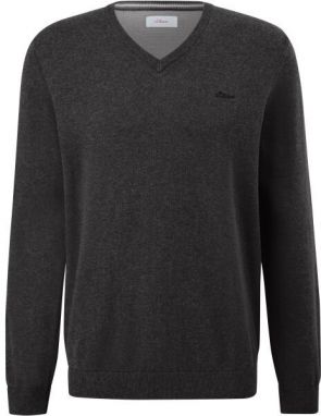 s.Oliver RL KNITTED PULLOVER V-NECK NOOS Pánsky sveter, tmavo sivá, veľkosť