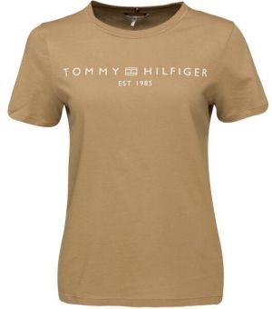 Tommy Hilfiger LOGO CREW NECK Dámske tričko, béžová, veľkosť