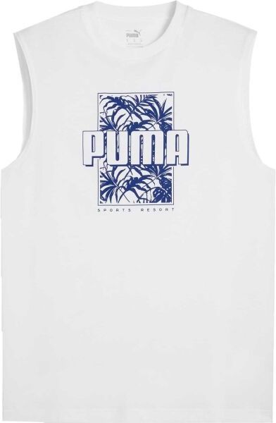 Puma ESSENTIALS + PALMS RESORT SLEEVESS TEE Pánske tričko bez rukávov, biela, veľkosť