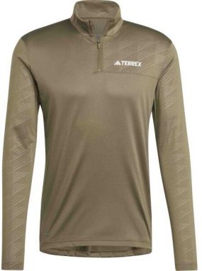 adidas TERREY MULTI HALF-ZIP Pánske tričko, khaki, veľkosť XXL