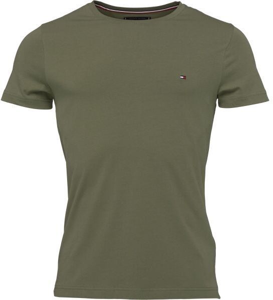 Tommy Hilfiger STRETCH SLIM FIT Pánske tričko, khaki, veľkosť