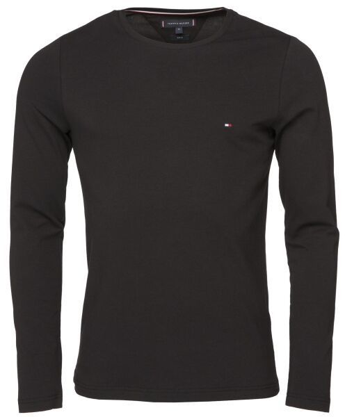 Tommy Hilfiger STRETCH SLIM FIT LONG SLEEVE TEE Pánske tričko, čierna, veľkosť