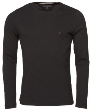 Tommy Hilfiger STRETCH SLIM FIT LONG SLEEVE TEE Pánske tričko, čierna, veľkosť