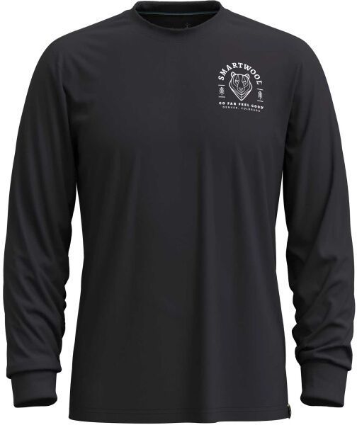 Smartwool BEAR STARE GRAPHIC LONG SLEEVE TEE Pánske tričko, čierna, veľkosť