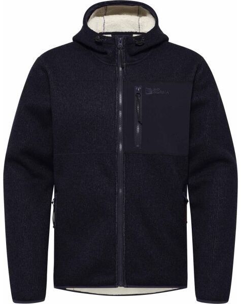 Jack Wolfskin KAMINFEUER HOODED JKT M Pánska outdoorová mikina, tmavo modrá, veľkosť