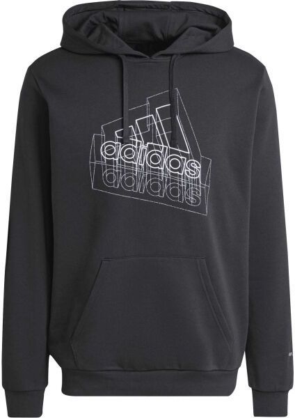 adidas TECH GRAPHIC HOODIE Pánska mikina, čierna, veľkosť