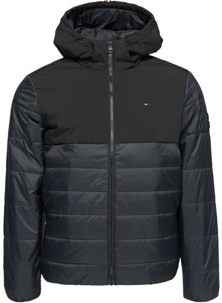 Tommy Hilfiger MIXED MEDIA HOODED Pánska zimná bunda, čierna, veľkosť