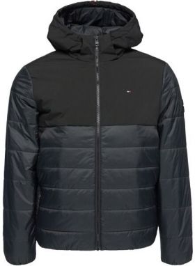 Tommy Hilfiger MIXED MEDIA HOODED Pánska zimná bunda, čierna, veľkosť