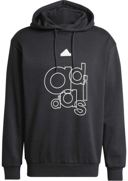 adidas GRAPHIC PRINT FLEECE HOODIE Pánska mikina, čierna, veľkosť