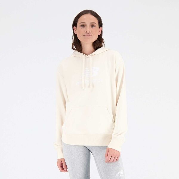 New Balance ESSENTIALS STACKED LOGO FRENCH TERRY HOODIE W Dámska mikina, béžová, veľkosť
