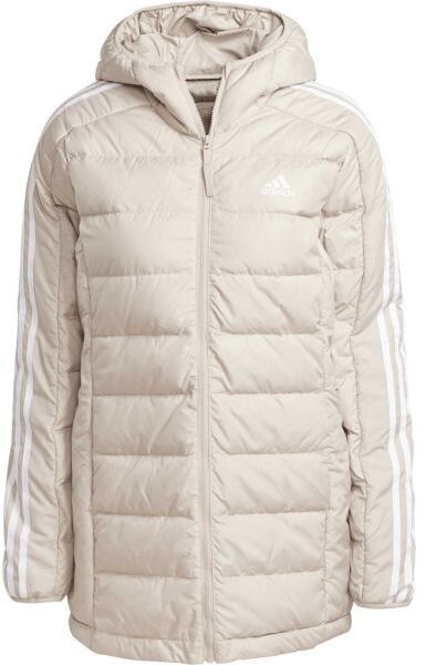 adidas ESSENTIALS 3-STRIPES LIGHT DOWN HOODED Dámska parka, béžová, veľkosť