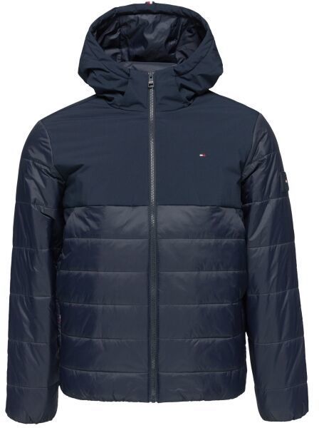 Tommy Hilfiger MIXED MEDIA HOODED Pánska zimná bunda, tmavo modrá, veľkosť