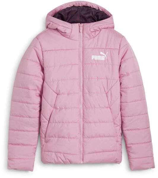 Puma ESSENTIALS HOODIED PADDED JACKET Chlapčenská bunda, ružová, veľkosť