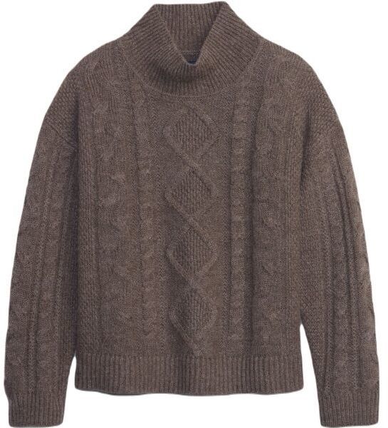 GAP CABLE MOCKNECK Dámsky sveter, hnedá, veľkosť