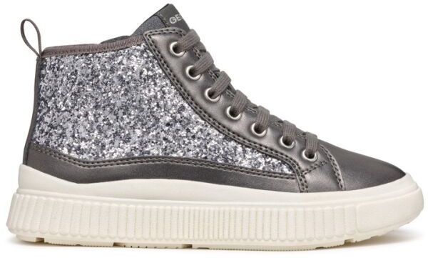 Geox J LAQUINNY D Dievčenské tenisky, strieborná, veľkosť