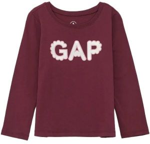 GAP V-FRCH LOGO Dievčenské tričko s dlhým rukávom, vínová, veľkosť 5Y