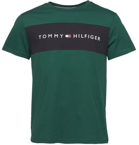 Tommy Hilfiger BLOK LOGO SS Pánske tričko, tmavo zelená, veľkosť