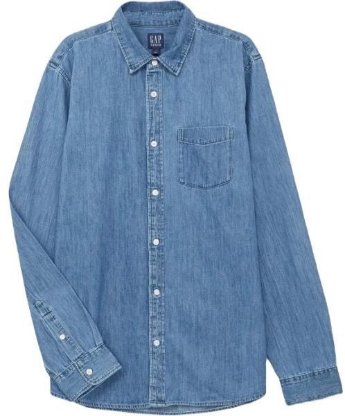 GAP V-LS DENIM Pánska džínsová košeľa, modrá, veľkosť
