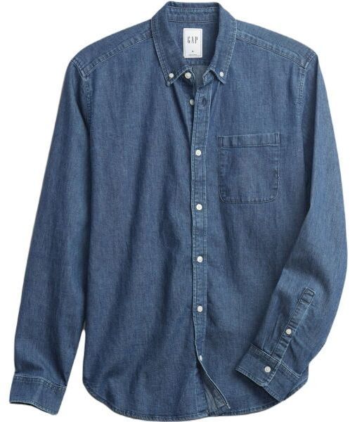 GAP FA21 DENIM Pánska košeľa, tmavo modrá, veľkosť
