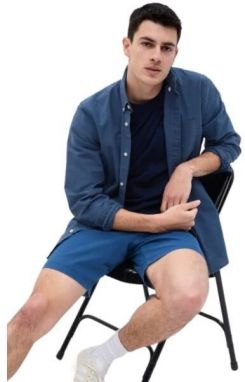 GAP SP23 STANDARD Pánska košeľa, modrá, veľkosť