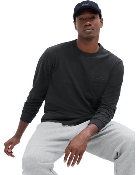 GAP ORIGINAL POCKET CREW Pánske tričko, čierna, veľkosť