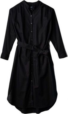 GAP LINEN GATHERED VOLUME Dámske šaty, čierna, veľkosť